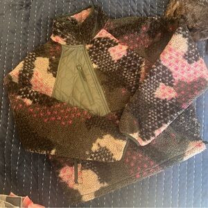 JoyLab Teddy Jacket - Black, Pink, and Cream